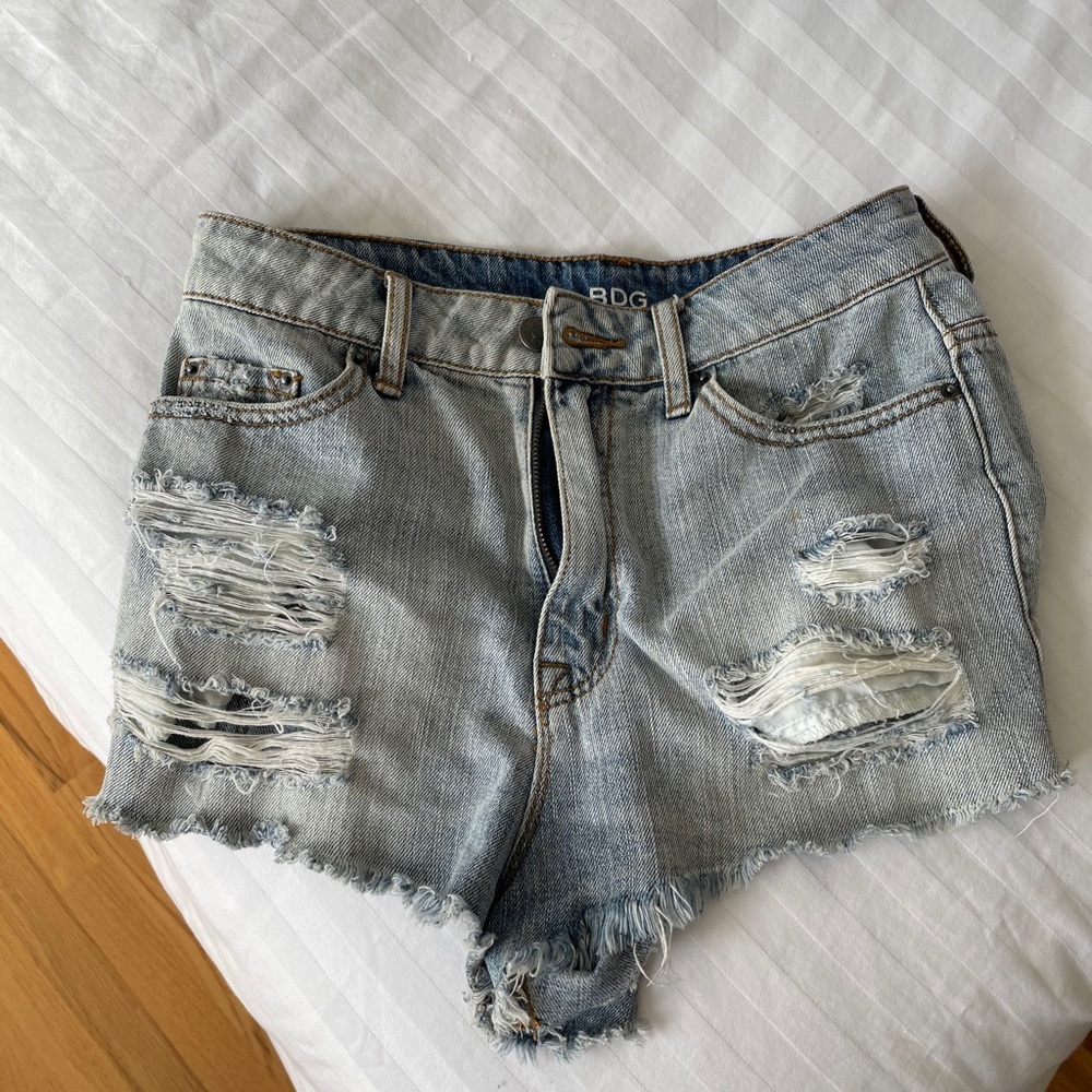 BDG Distressed “Dee” High Rise Cheeky Shorts